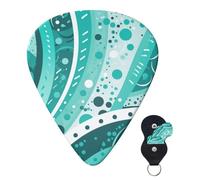 Guitar Picks 6 Pcs Guitar Plectrums with Storage Box 3 Different Thickness Turquoise and white circle Guitar Picks Accessories Bass Pick for Electric Ukulele 2Pcs 0.46mm, 2Pcs 0.96mm, 2Pcs 0.71mm