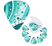 Guitar Picks 6 Pcs Guitar Plectrums with Storage Box 3 Different Thickness Turquoise and white circle Guitar Picks Accessories Bass Pick for Electric Ukulele 2Pcs 0.46mm, 2Pcs 0.96mm, 2Pcs 0.71mm