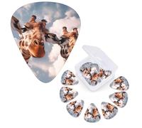 Guitar Picks 6 Pcs Guitar Plectrums with Storage Box 3 Different Thickness Two giraffes making faces Guitar Picks Accessories Bass Pick for Electric Ukulele 2Pcs 0.46mm, 2Pcs 0.96mm, 2Pcs 0.71mm