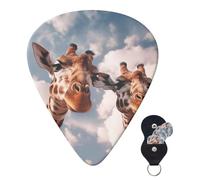 Guitar Picks 6 Pcs Guitar Plectrums with Storage Box 3 Different Thickness Two giraffes making faces Guitar Picks Accessories Bass Pick for Electric Ukulele 2Pcs 0.46mm, 2Pcs 0.96mm, 2Pcs 0.71mm