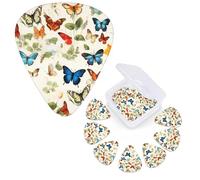 Guitar Picks 6 Pcs Guitar Plectrums with Storage Box 3 Different Thickness Vintage butterfly Guitar Picks Accessories Bass Pick for Electric Ukulele 2Pcs 0.46mm, 2Pcs 0.96mm, 2Pcs 0.71mm