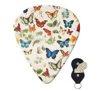 Guitar Picks 6 Pcs Guitar Plectrums with Storage Box 3 Different Thickness Vintage butterfly Guitar Picks Accessories Bass Pick for Electric Ukulele 2Pcs 0.46mm, 2Pcs 0.96mm, 2Pcs 0.71mm