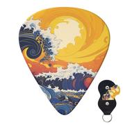 Guitar Picks 6 Pcs Guitar Plectrums with Storage Box 3 Different Thickness Vivid seascape pattern Guitar Picks Accessories Bass Pick for Electric Ukulele 2Pcs 0.46mm, 2Pcs 0.96mm, 2Pcs 0.71mm