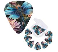 Guitar Picks 6 Pcs Guitar Plectrums with Storage Box 3 Different Thickness Water lily and dragonfly Guitar Picks Accessories Bass Pick for Electric Ukulele 2Pcs 0.46mm, 2Pcs 0.96mm, 2Pcs 0.71mm