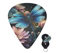 Guitar Picks 6 Pcs Guitar Plectrums with Storage Box 3 Different Thickness Water lily and dragonfly Guitar Picks Accessories Bass Pick for Electric Ukulele 2Pcs 0.46mm, 2Pcs 0.96mm, 2Pcs 0.71mm