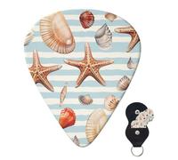 Guitar Picks 6 Pcs Guitar Plectrums with Storage Box 3 Different Thickness Watercolor seashells Guitar Picks Accessories Bass Pick for Electric Ukulele 2Pcs 0.46mm, 2Pcs 0.96mm, 2Pcs 0.71mm