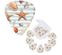Guitar Picks 6 Pcs Guitar Plectrums with Storage Box 3 Different Thickness Watercolor seashells Guitar Picks Accessories Bass Pick for Electric Ukulele 2Pcs 0.46mm, 2Pcs 0.96mm, 2Pcs 0.71mm