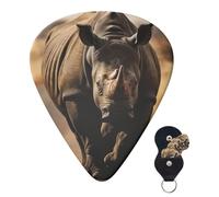 Guitar Picks 6 Pcs Guitar Plectrums with Storage Box 3 Different Thickness Wildlife black rhinoceros Guitar Picks Accessories Bass Pick for Electric Ukulele 2Pcs 0.46mm, 2Pcs 0.96mm, 2Pcs 0.71mm