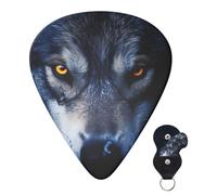 Guitar Picks 6 Pcs Guitar Plectrums with Storage Box 3 Different Thickness Wolf eyes Guitar Picks Accessories Bass Pick for Electric Ukulele 2Pcs 0.46mm, 2Pcs 0.96mm, 2Pcs 0.71mm