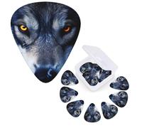 Guitar Picks 6 Pcs Guitar Plectrums with Storage Box 3 Different Thickness Wolf eyes Guitar Picks Accessories Bass Pick for Electric Ukulele 2Pcs 0.46mm, 2Pcs 0.96mm, 2Pcs 0.71mm