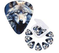 Guitar Picks 6 Pcs Guitar Plectrums with Storage Box 3 Different Thickness Wolf head Guitar Picks Accessories Bass Pick for Electric Ukulele 2Pcs 0.46mm, 2Pcs 0.96mm, 2Pcs 0.71mm
