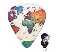 Guitar Picks 6 Pcs Guitar Plectrums with Storage Box 3 Different Thickness World map pattern Guitar Picks Accessories Bass Pick for Electric Ukulele 2Pcs 0.46mm, 2Pcs 0.96mm, 2Pcs 0.71mm