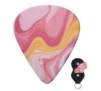 Guitar Picks 6 Pcs Guitar Plectrums with Storage Box 3 Different Thickness yellow marble Guitar Picks Accessories Bass Pick for Electric Ukulele 2Pcs 0.46mm, 2Pcs 0.96mm, 2Pcs 0.71mm