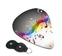 Guitar Picks 6 Pcs Jumping Musical Notes Print Guitar Plectrums for Bass Electric Acoustic Guitars Ukulele