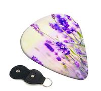 Guitar Picks 6 Pcs Lavender flower Print Guitar Plectrums for Bass Electric Acoustic Guitars Ukulele