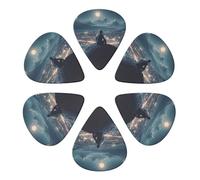 Guitar Picks 6 Pcs Man Sitting on Top of Mountain Print Guitar Plectrums for Bass Electric Acoustic Guitars Ukulele