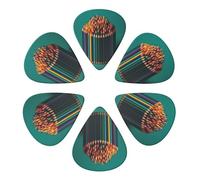 Guitar Picks 6 Pcs Many Colored Pencils Print Guitar Plectrums for Bass Electric Acoustic Guitars Ukulele