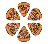 Guitar Picks 6 Pcs maryland flag Print Guitar Plectrums for Bass Electric Acoustic Guitars Ukulele