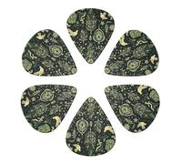 Guitar Picks 6 Pcs Nostalgic Pattern Print Guitar Plectrums for Bass Electric Acoustic Guitars Ukulele
