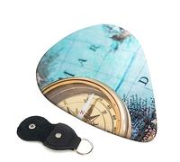 Guitar Picks 6 Pcs old compass on vintage map Print Guitar Plectrums for Bass Electric Acoustic Guitars Ukulele