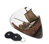 Guitar Picks 6 Pcs Old Viking Boat Print Guitar Plectrums for Bass Electric Acoustic Guitars Ukulele