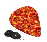 Guitar Picks 6 Pcs Orange Sunflower Print Guitar Plectrums for Bass Electric Acoustic Guitars Ukulele