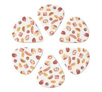 Guitar Picks 6 Pcs Painted Bread Print Guitar Plectrums for Bass Electric Acoustic Guitars Ukulele