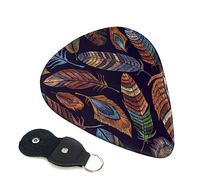 Guitar Picks 6 Pcs Peacock feather Print Guitar Plectrums for Bass Electric Acoustic Guitars Ukulele