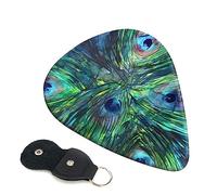 Guitar Picks 6 Pcs Peacock Feather Print Guitar Plectrums for Bass Electric Acoustic Guitars Ukulele