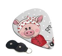 Guitar Picks 6 Pcs Pink pig Print Guitar Plectrums for Bass Electric Acoustic Guitars Ukulele