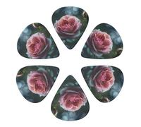 Guitar Picks 6 Pcs Pink Roses in the Rain Print Guitar Plectrums for Bass Electric Acoustic Guitars Ukulele