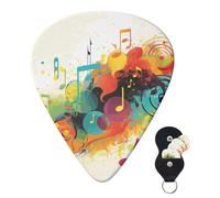 Guitar Picks 6 Pcs Plectrums with Guitar Pick Case Abstract Music Themed