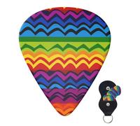 Guitar Picks 6 Pcs Plectrums with Guitar Pick Case Gay Pride Rainbow Pattern
