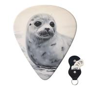 Guitar Picks 6 Pcs Plectrums with Guitar Pick Case Harp Seal Painting