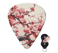 Guitar Picks 6 Pcs Plectrums with Guitar Pick Case Japanese Floral Cherry Blossom