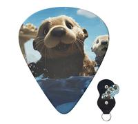 Guitar Picks 6 Pcs Plectrums with Guitar Pick Case Lovely Sea Otter Print