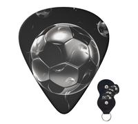 Guitar Picks 6 Pcs Plectrums with Guitar Pick Case Soccer Black Electric