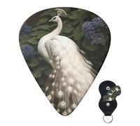 Guitar Picks 6 Pcs Plectrums with Guitar Pick Case White Peacock