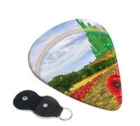 Guitar Picks 6 Pcs Poppies Field Yellow Brick Road Print Guitar Plectrums for Bass Electric Acoustic Guitars Ukulele