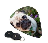 Guitar Picks 6 Pcs pugs in the garden Print Guitar Plectrums for Bass Electric Acoustic Guitars Ukulele