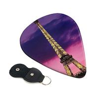 Guitar Picks 6 Pcs Purple Eiffel Tower Print Guitar Plectrums for Bass Electric Acoustic Guitars Ukulele