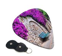 Guitar Picks 6 Pcs Purple Floral Blooming Path Print Guitar Plectrums for Bass Electric Acoustic Guitars Ukulele