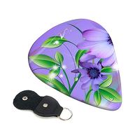 Guitar Picks 6 Pcs Purple Flower Print Guitar Plectrums for Bass Electric Acoustic Guitars Ukulele