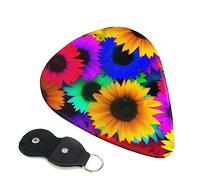 Guitar Picks 6 Pcs Rainbow Sunflower Print Guitar Plectrums for Bass Electric Acoustic Guitars Ukulele