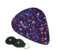 Guitar Picks 6 Pcs Red Blue Stars American Print Guitar Plectrums for Bass Electric Acoustic Guitars Ukulele
