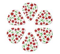 Guitar Picks 6 Pcs Red Cherries Print Guitar Plectrums for Bass Electric Acoustic Guitars Ukulele