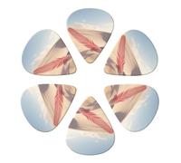 Guitar Picks 6 Pcs Red Feather Print Guitar Plectrums for Bass Electric Acoustic Guitars Ukulele