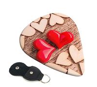 Guitar Picks 6 Pcs red romantic of hearts Print Guitar Plectrums for Bass Electric Acoustic Guitars Ukulele