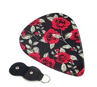 Guitar Picks 6 Pcs Red Rose Garden Print Guitar Plectrums for Bass Electric Acoustic Guitars Ukulele