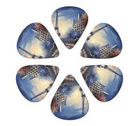 Guitar Picks 6 Pcs Romantic Paris Eiffel Tower Print Guitar Plectrums for Bass Electric Acoustic Guitars Ukulele